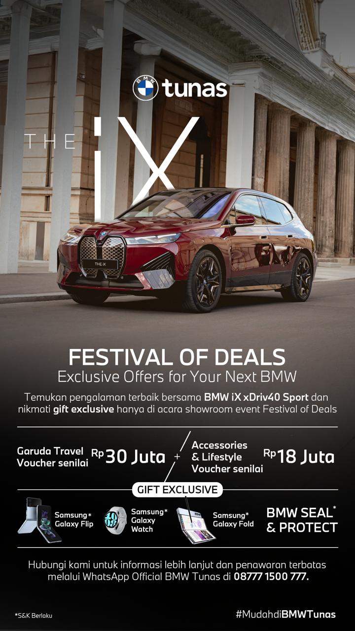 Promo BMW iX - SUV Listrik Mewah Terbaru BMW iX SUV listrik mewah dalam promo terbatas dengan grille iconic dan interior futuristik
