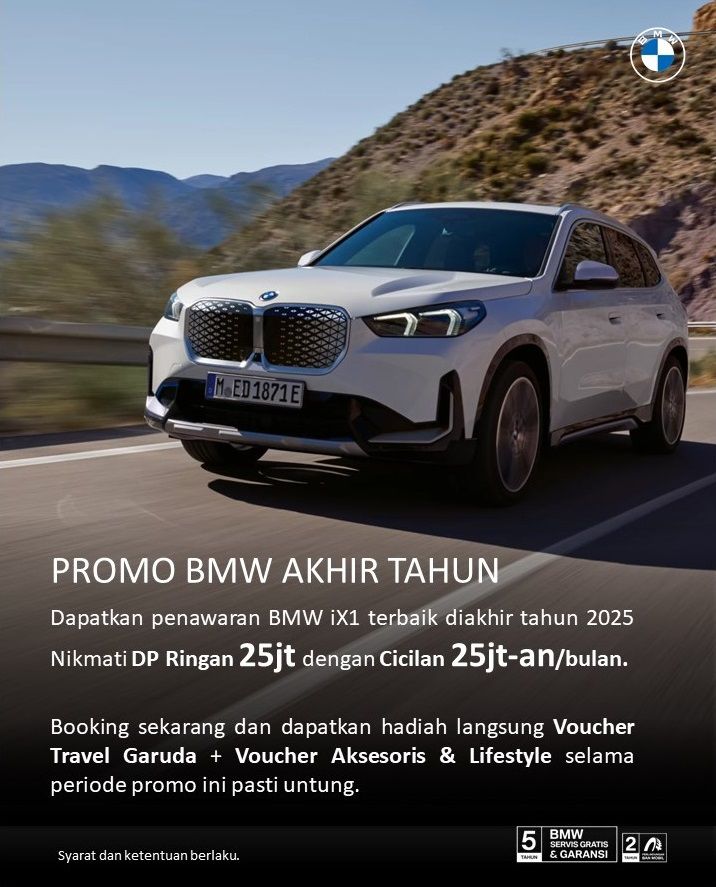Promo akhir tahun berbagai model BMW termasuk Seri 3, X5, dan iX dengan penawaran spesial dan diskon